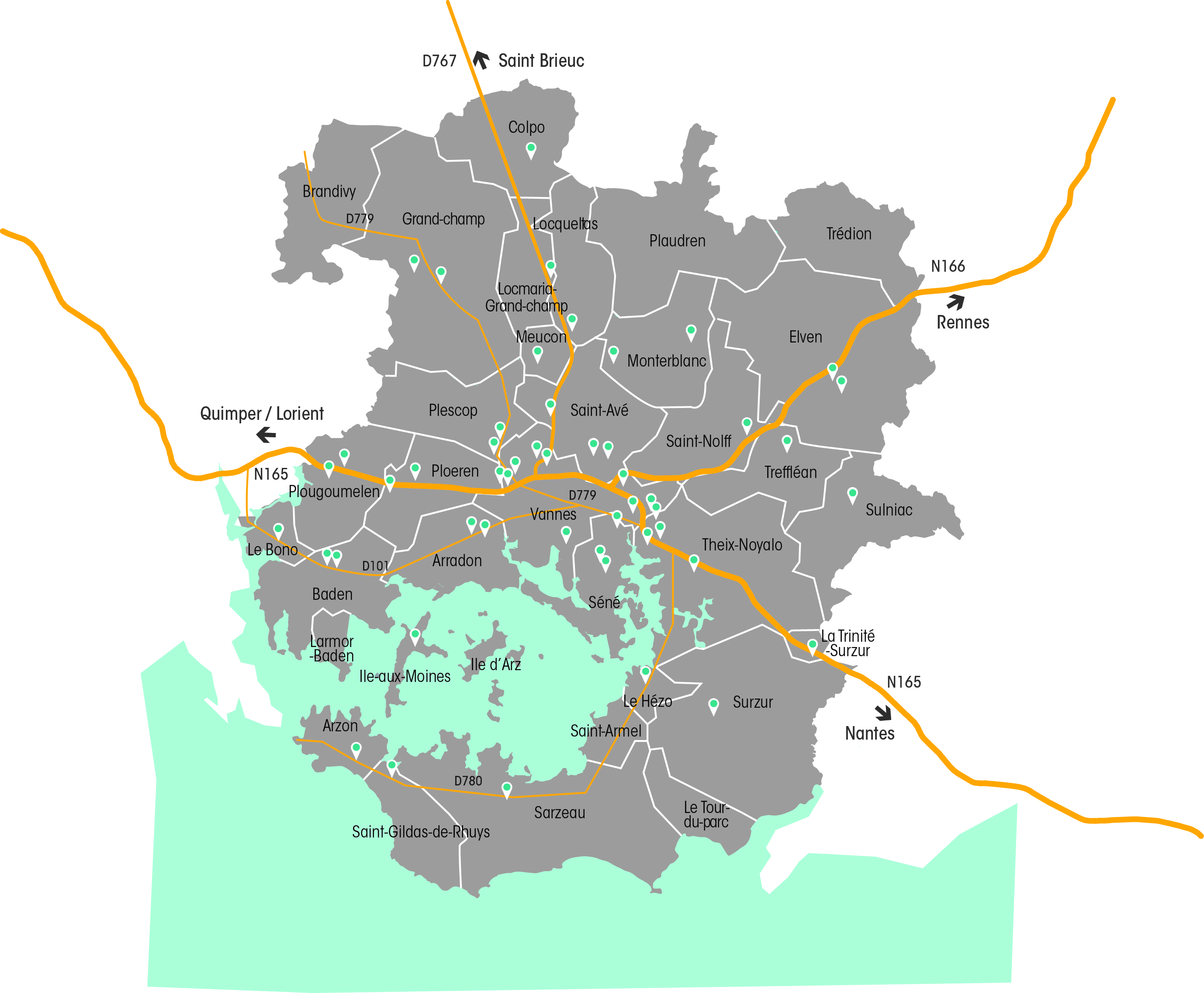 Emplacement des parcs d'activités